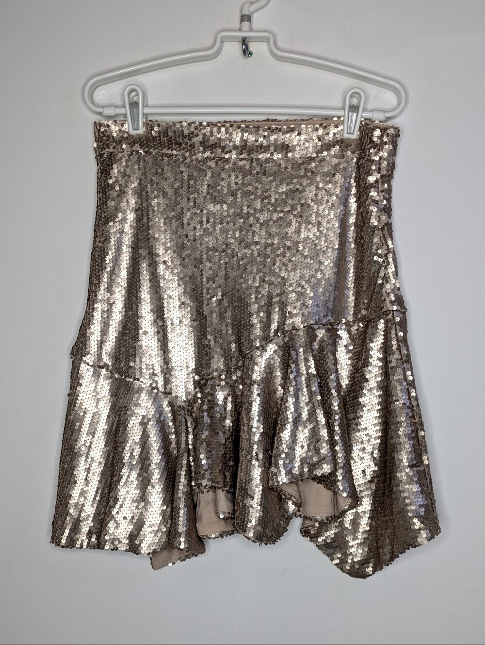 Mia Joy Joyfolie Gold Sequin Knee Length Skirt 12